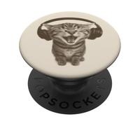 Cute Headphones Cat Funny Silly y2k Grunge Graphic PopSockets PopGrip Adhesivo