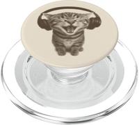 Cute Headphones Cat Funny Silly y2k Grunge Graphic PopSockets PopGrip para MagSafe