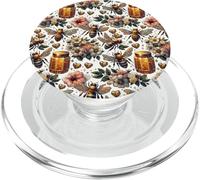 Cute Heart and Flower Pattern For Women with Honey Bees PopSockets PopGrip para MagSafe