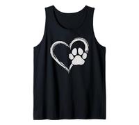 Cute Heart Paw Print Dog Mom Dog Dad Cute Dog Lover Camiseta sin Mangas