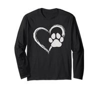 Cute Heart Paw Print Dog Mom Dog Dad Cute Dog Lover Manga Larga