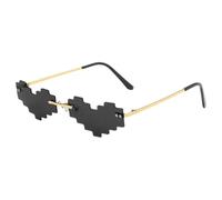 Cute Heart Sunglasses | Colorful Mosaic Love Glasses for Women, Men, Teens - Funky Rimless Disco Eyewear for Birthday, reve, Carnival, Cosplay, Summer Vacation, Pool Party Outfits, Dress-Up Fun