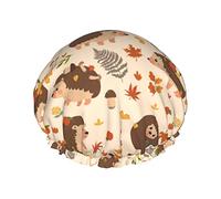 Cute Hedgehog and Mushroom Pattern Gorros de ducha Gorro de baño reutilizable Gorro de ducha de baño elástico Suave impermeable para gorros de cabello de todas las longitudes de cabello