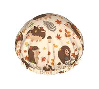 Cute Hedgehog and Mushroom Pattern Gorros de ducha Gorro de baño reutilizable Gorro de ducha de baño elástico Suave impermeable para gorros de cabello de todas las longitudes de cabello