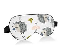 Cute Hedgehog and Mushroom Sleep Mask Lightweight Soft Breathable Eye Mask with Adjustable Strap Blackout Eye Mask for Women Men for Travel Night Sleeping