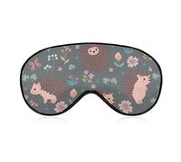 Cute Hedgehogs and Flowers Sleep Mask Blindfold Spring Floral Animal Ajustable Super-Smooth Soft Eye Mask Cover para Hombres Mujeres Viajes y siesta