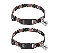 Cute Hedgehogs - Collares negros para mascotas, paquete de 2 collares para gatos pequeños, longitud ajustable de 10.6 a 17.1 pulgadas