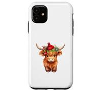 Cute Highland Cow Christmas Santa Hat Country Heifer Farm Carcasa para iPhone 11