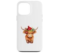 Cute Highland Cow Christmas Santa Hat Country Heifer Farm Carcasa para iPhone 13 Pro MAX