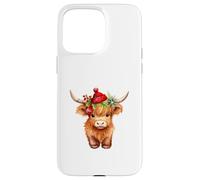 Cute Highland Cow Christmas Santa Hat Country Heifer Farm Carcasa para iPhone 15 Pro MAX