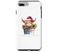 Cute Highland Cow Christmas Santa Hat Country Heifer Farm Carcasa para iPhone 7 Plus/8 Plus
