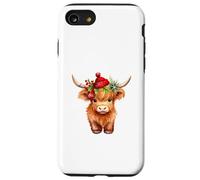 Cute Highland Cow Christmas Santa Hat Country Heifer Farm Carcasa para iPhone SE (2020) / 7/8