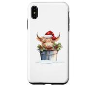 Cute Highland Cow Christmas Santa Hat Country Heifer Farm Carcasa para iPhone XS MAX