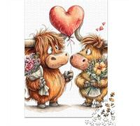 Cute Highland Cow Couple-1 Puzzles Imposible,desafío for Adults Entretenimiento Creativo 1000 Piezas Obra De Arte De Juego De para Adultos Y Niños A Partir De 12 Años 38x26cm/1000pcs