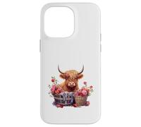 Cute Highland Cow Floral Flowers Country Heifer Farm Farmer Carcasa para iPhone 14 Pro MAX