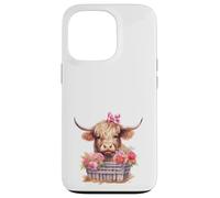 Cute Highland Cow Valentine Bow Country Heifer Farm Farmer Carcasa para iPhone 13 Pro