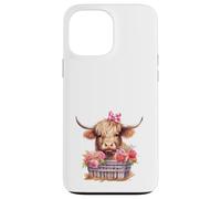 Cute Highland Cow Valentine Bow Country Heifer Farm Farmer Carcasa para iPhone 13 Pro MAX