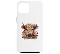Cute Highland Cow Watercolor Country Heifer Farm Farmer Carcasa para iPhone 13
