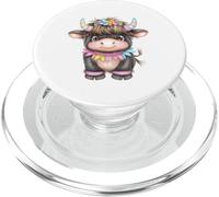 Cute Highland Cow with Rainbow Horns Kawaii Baby Cow Flower PopSockets PopGrip para MagSafe