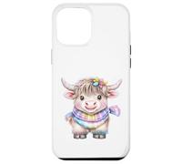 Cute Highland Cow with Rainbow Scarf - Kawaii Baby Cow Carcasa para iPhone 12 Pro MAX