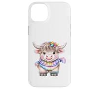 Cute Highland Cow with Rainbow Scarf - Kawaii Baby Cow Carcasa para iPhone 14 Plus