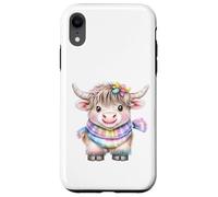 Cute Highland Cow with Rainbow Scarf - Kawaii Baby Cow Carcasa para iPhone XR