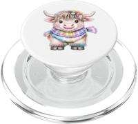 Cute Highland Cow with Rainbow Scarf - Kawaii Baby Cow PopSockets PopGrip para MagSafe
