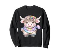 Cute Highland Cow with Rainbow Scarf - Kawaii Baby Cow Sudadera