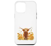 Cute Highland Cow with Sunflowers Country Heifer Farm Farmer Carcasa para iPhone 12 Pro MAX