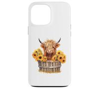 Cute Highland Cow with Sunflowers Country Heifer Farm Farmer Carcasa para iPhone 13 Pro MAX
