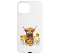 Cute Highland Cow with Sunflowers Country Heifer Farm Farmer Carcasa para iPhone 15 Plus