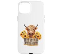 Cute Highland Cow with Sunflowers Country Heifer Farm Farmer Carcasa para iPhone 15 Plus