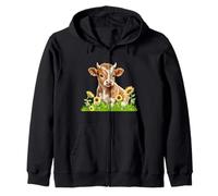 Cute Highland cow with sunflowers country Heifer Farm Farmer Sudadera con Capucha