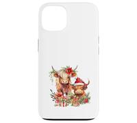 Cute Highland Cows Christmas Santa Hat Country Heifer Farm Carcasa para iPhone 13