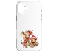 Cute Highland Cows Christmas Santa Hat Country Heifer Farm Carcasa para iPhone 16 Plus