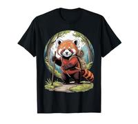 Cute Hiking Red Panda Backpacking Adventure in Nature Camiseta
