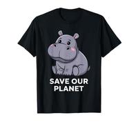 Cute Hipopótamo Naturaleza Conservación Salvar Planeta Hombres Mujeres Camiseta