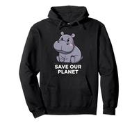 Cute Hipopótamo Naturaleza Conservación Salvar Planeta Hombres Mujeres Sudadera con Capucha
