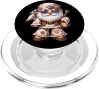 Cute Hippie GNOME Dad In Flower Power Outfit with Guitar PopSockets PopGrip para MagSafe