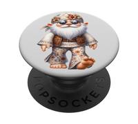 Cute Hippie Santa Barefoot In Flower Power Outfit For Summer PopSockets PopGrip Adhesivo