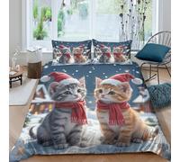 Cute Holiday Funda Edredon Juego de Ropa de Cama de 3 Piezas Impresión 3D Cierre de Cute Holiday ilustración Funda de Edredón Funda de Almohada a Juego Transpirable for Ancianos Double（200x200cm）