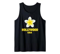 Cute Hollywood USA Tropical Yellow Frangipani Aesthetic Art Camiseta sin Mangas