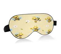 Cute Honey Bee and Flower Sleep Mask Lightweight Soft Breathable Eye Mask with Adjustable Strap Blackout Eye Mask for Women Men for Travel Night Sleeping