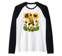 Cute Honey Bee GNOME For Bee Keeper Women and Sunflower Mom Camiseta Manga Raglan