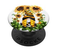 Cute Honey Bee GNOME For Bee Keeper Women and Sunflower Mom PopSockets PopGrip Adhesivo