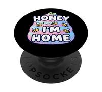 Cute Honey I'm Home Beehive Pun PopSockets PopGrip Adhesivo