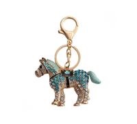 Cute Horse Keychain for Women Blue Key Chain, Running Summer Key Ring, Sparkling Vacation Keycha, Punk Keyring, Rhinestone Animal Accessories