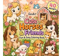 Cute Horses & Friends: A Horse Coloring Book for Girls Ages 4-10: 40 Sweet Meadow & Stable Scenes