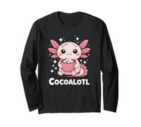 Cute Hot Chocolate Axolotl Kawaii Cozy Winter Cocoa Manga Larga