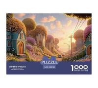 Cute Houses on A Beach Road 1000 Piece Corte Preciso Rompecabezas Fairy Tale Meadow Vibrante Jigsaw Regalo Niños 52x38cm/1000pcs